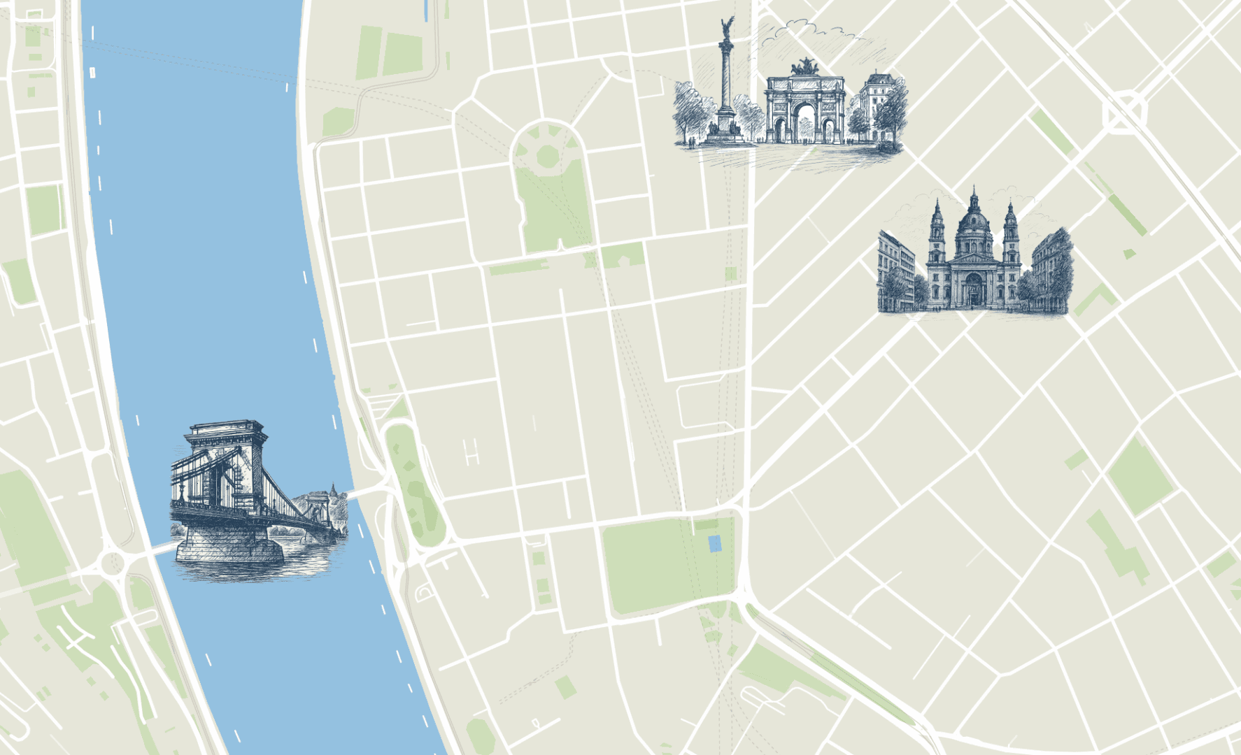 Budapest Map with Landmarks